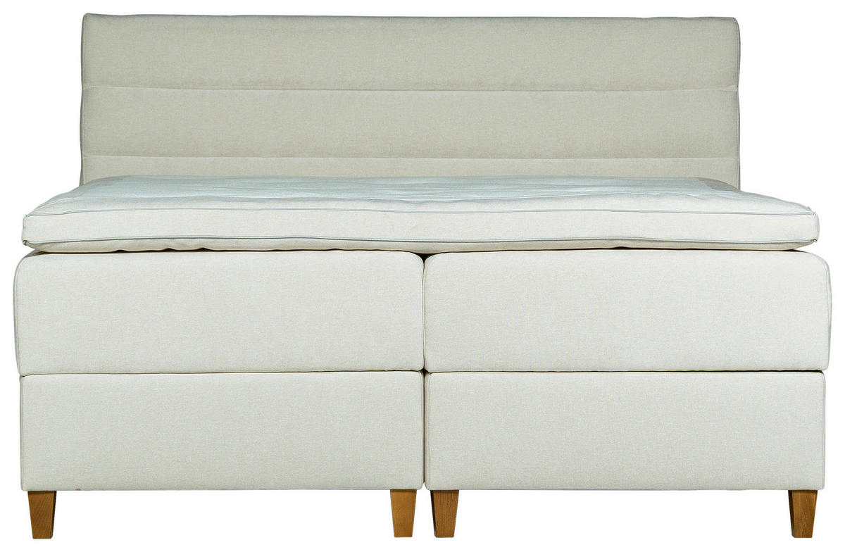 KONTINENTALSÄNG  i grå, vit  - vit/valnötsfärgad, Klassisk, metall/trä (180/200cm) - Niels Andersson