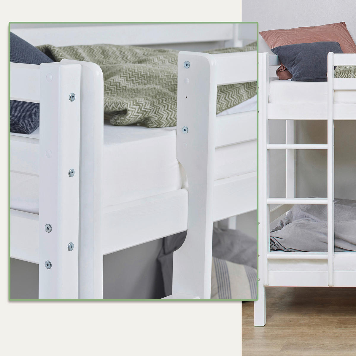 ETAGENBETT - Naturfarben/Weiß, MODERN, Holz (90/200cm) - MID.YOU