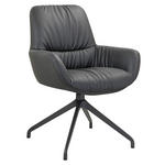 ARMLEHNSTUHL  Sitzfläche 360° drehbar, inklusive Armlehnen, automatische Rückholfunktion  Echtleder  Schwarz  - Schwarz, Design, Leder/Metall (64/89/65cm) - Dieter Knoll