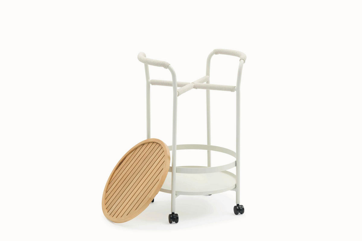 GARTEN-SERVIERWAGEN - Grauweiss/Teakfarben, Basics, Holz/Kunststoff (58/86/50cm) - Niehoff Garden
