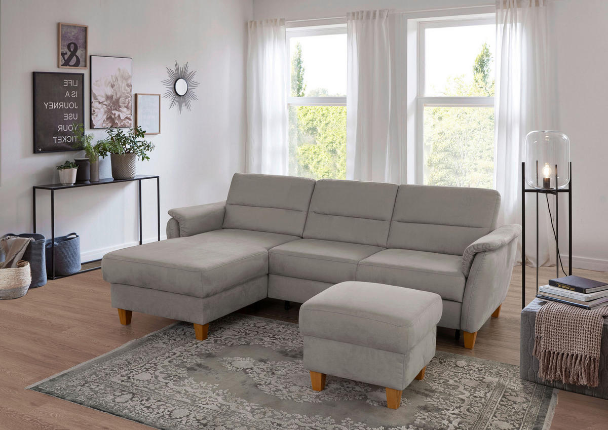 ECKSOFA PALMERA V Anthrazit Mikrofaser  - Eichefarben/Anthrazit, KONVENTIONELL, Holz/Textil (163/244cm) - Sit & More