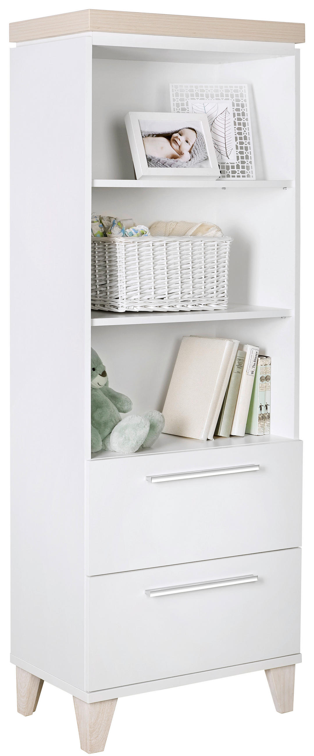 REGÁL DO IZBY PRE BÁBÄTKÁ biela, farba brezy,  - biela/farba brezy, Trend, kompozitné drevo/plast (60/163/36,5cm) - My Baby Lou