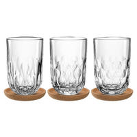 KOZAREC ZA LATTE MACCHIATO  GOCCE 390 ml   - rjava/prozorno, Konvencionalno, steklo/les - Leonardo