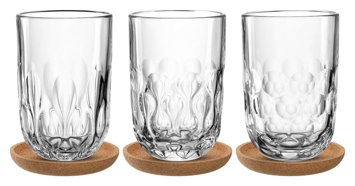 KOZAREC ZA LATTE MACCHIATO  GOCCE 390 ml   - rjava/prozorno, Konvencionalno, steklo/les - Leonardo