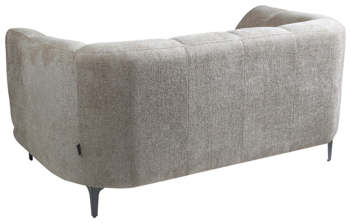2-SITZER-SOFA in Flachgewebe Graubraun  - Graubraun/Schwarz, Design, Textil/Metall (166/77/106cm) - MID.YOU
