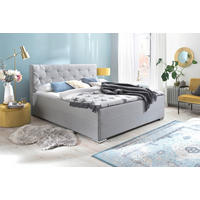 POLSTERBETT CHICAGO 180/200 cm  in Hellgrau  - Chromfarben/Hellgrau, KONVENTIONELL, Textil/Metall (180/200cm) - Livetastic
