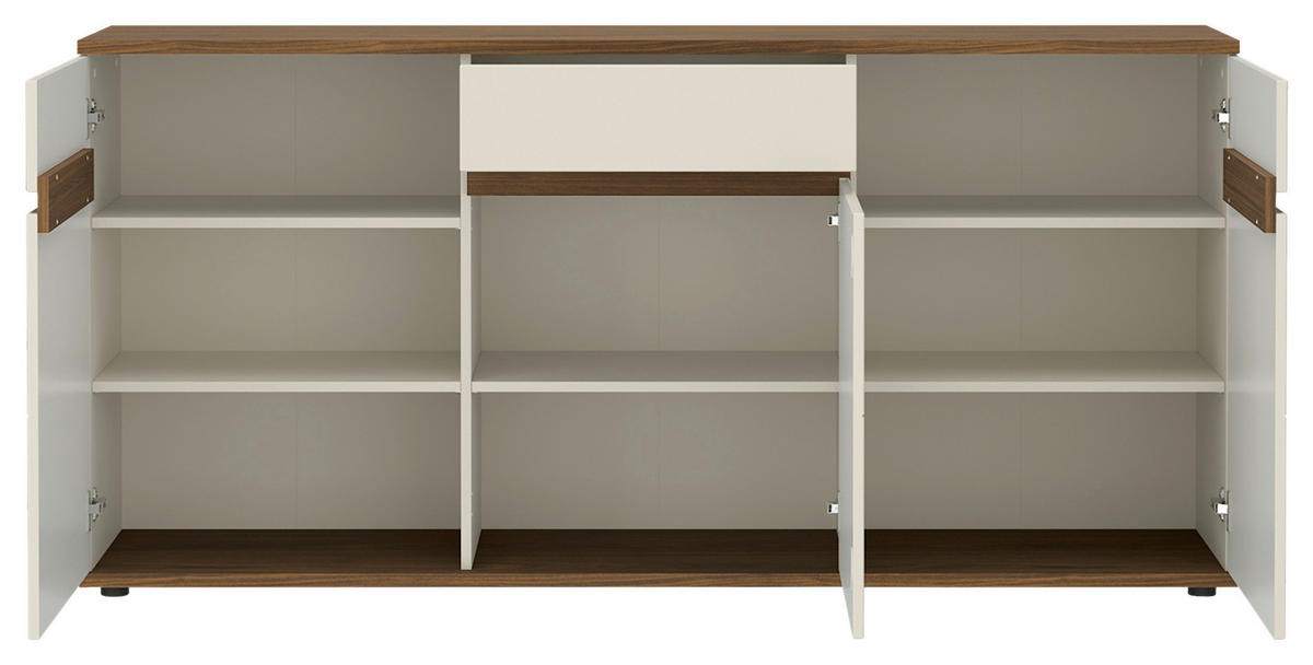 TÁLALÓSZEKRÉNY 180/87/45 cm  - kasmírszínű/diófa színű, Basics, műanyag/faalapú anyag (180/87/45cm) - Hom`in