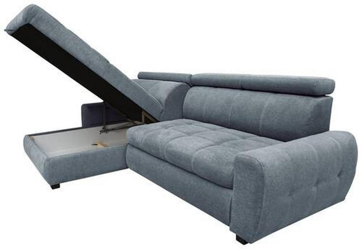 ECKSOFA in Webstoff Hellblau  - Weiss/Schwarz, Design, Kunststoff/Textil (276/173cm) - Stylife