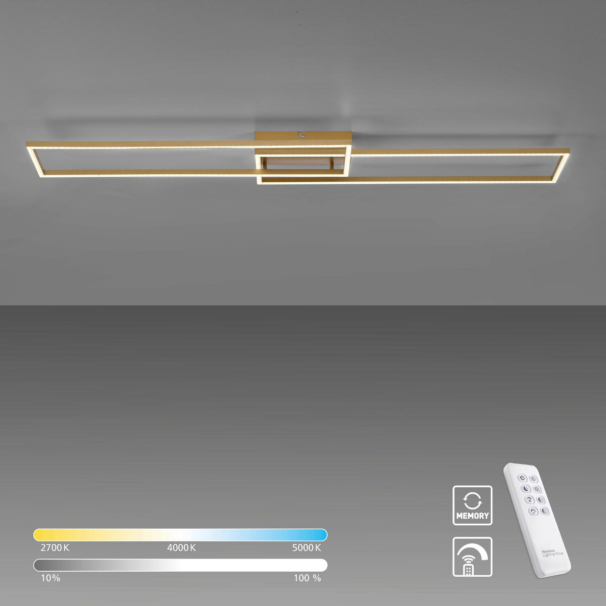 LED SVJETILJKA STROPNA  - boje mjeda, Design, metal/plastika (110,5/25,2/7,2cm)