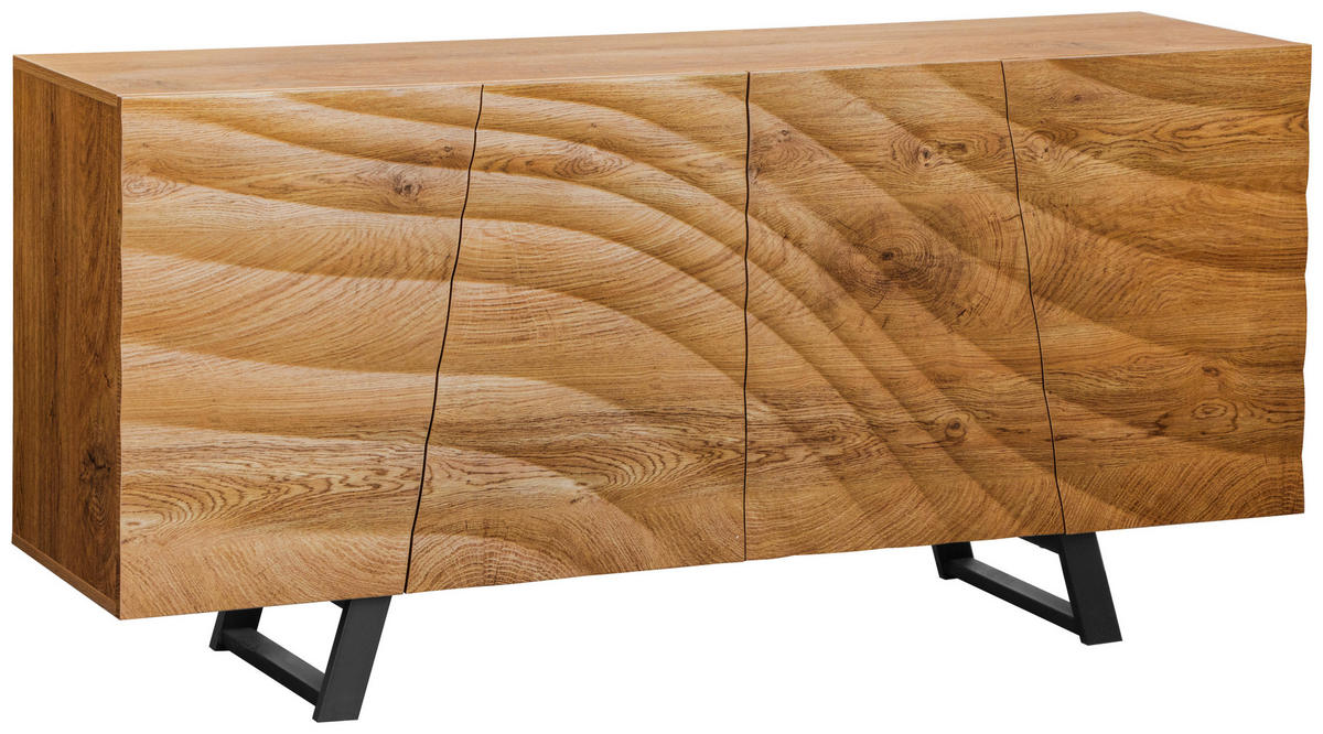SIDEBOARD  in 160/75/42 cm  - Eichefarben/Schwarz, LIFESTYLE, Holzwerkstoff/Metall (160/75/42cm) - Carryhome