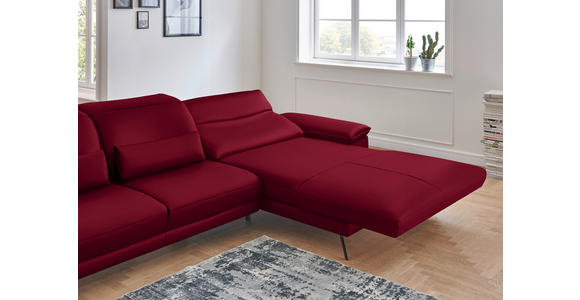 ECKSOFA in Echtleder Rot  - Rot/Schwarz, Design, Leder/Metall (328/193cm) - Dieter Knoll