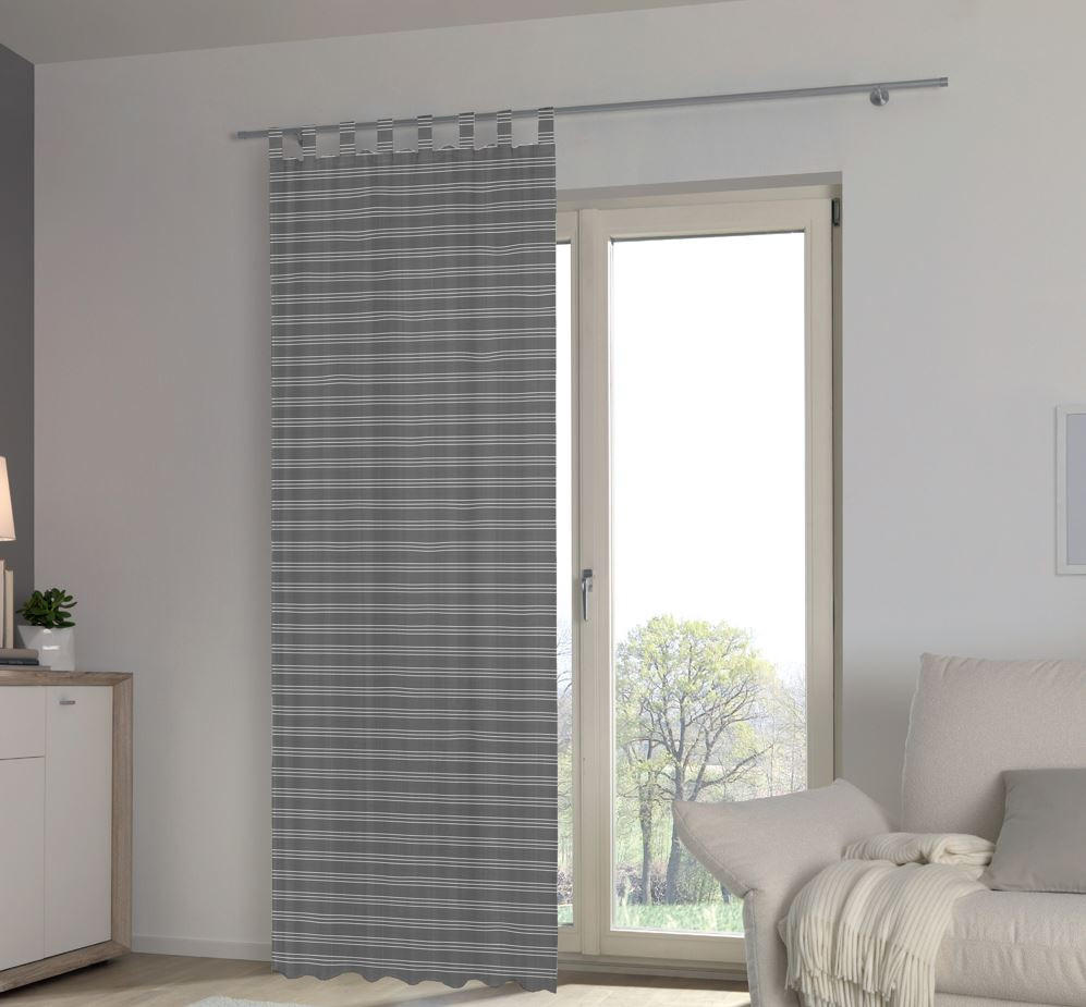 ZÁVĚS S POUTKY, neprůsvitné, 140/245 cm - šedá/přírodní barvy, Basics, textil (140/245cm) - Esposa