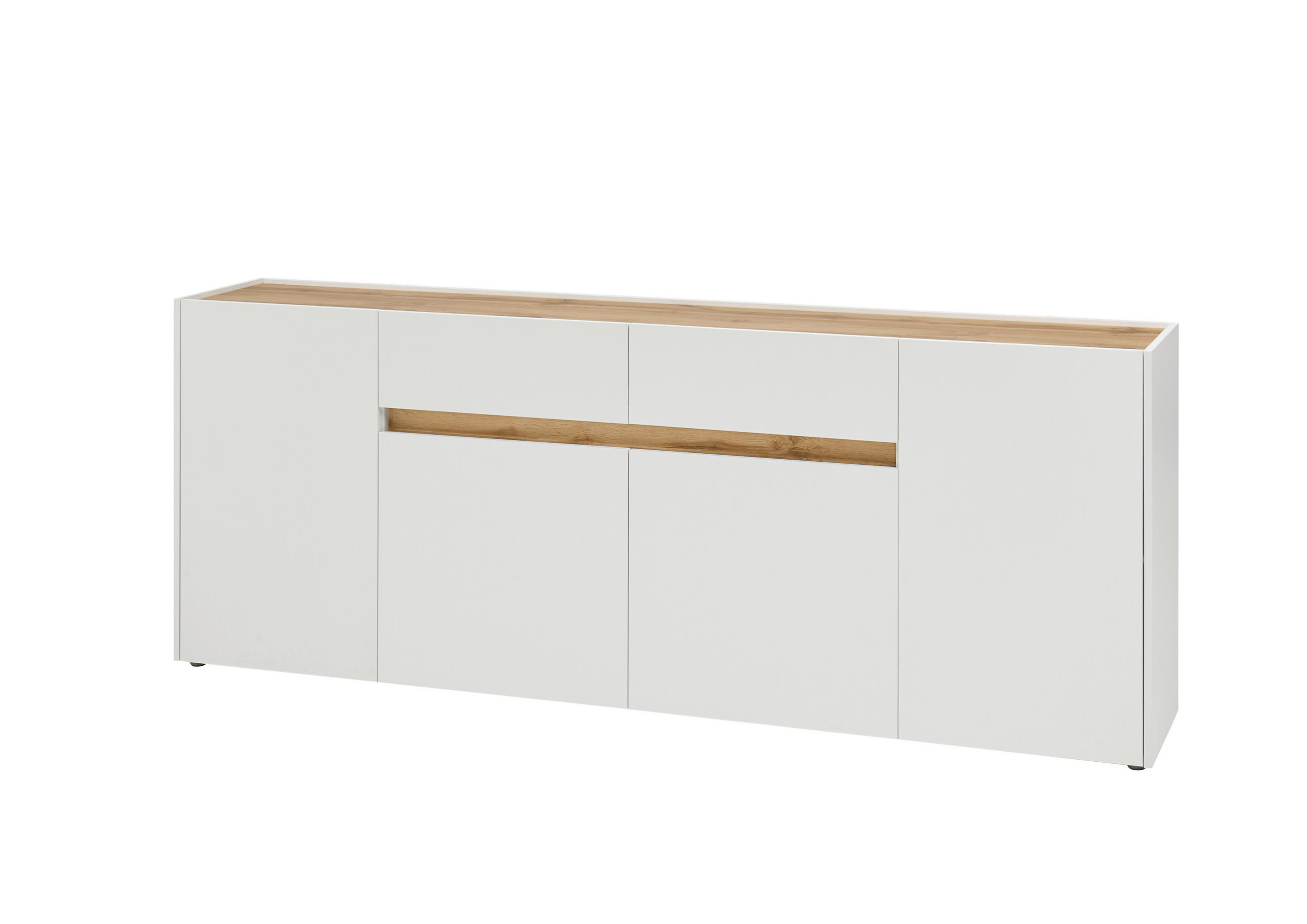 SIDEBOARD  223/86/40 cm 2 Schublade(n)  - Eiche Wotan/Schwarz, Design, Holzwerkstoff/Kunststoff (223/86/40cm) - Modante