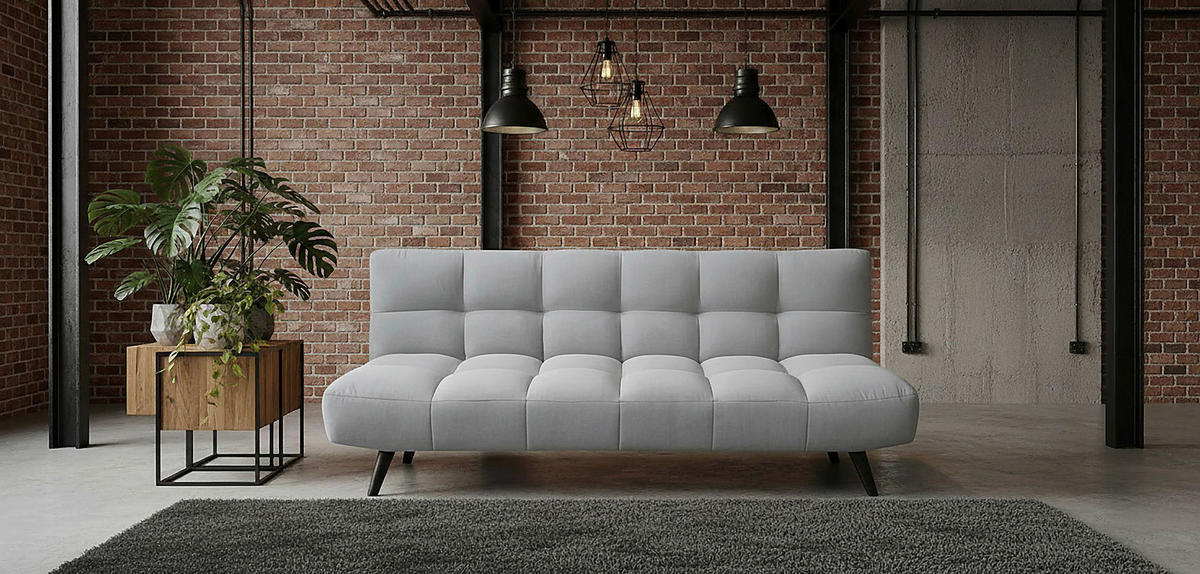 SCHLAFSOFA Flachgewebe Hellgrau  - Hellgrau/Schwarz, Design, Holz/Textil (183/78/92cm) - MID.YOU