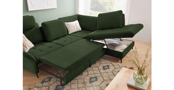 ECKSOFA in Flachgewebe Olivgrün  - Schwarz/Olivgrün, Natur, Textil/Metall (288/233cm) - Valnatura