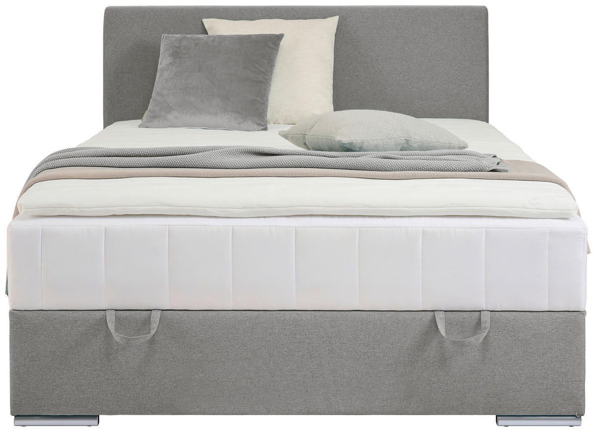 POSTELJA Z VZMETNICO 90 cm   x 200 cm  , tekstil svetlo siva  - barve kroma/svetlo siva, Konvencionalno, umetna masa/tekstil (90/200cm) - Carryhome