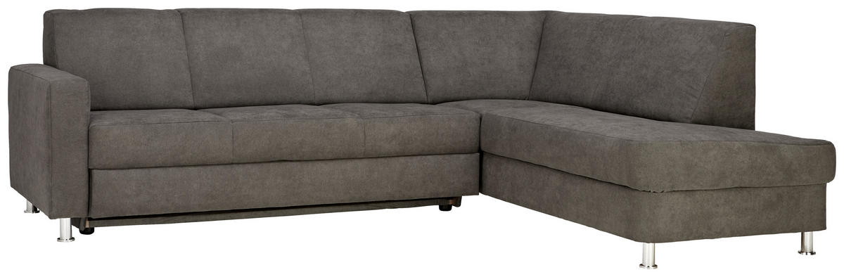 ECKSOFA in Flachgewebe Grau  256/198 cm  - Chromfarben/Grau, Design, Textil/Metall (256/198cm) - Xora