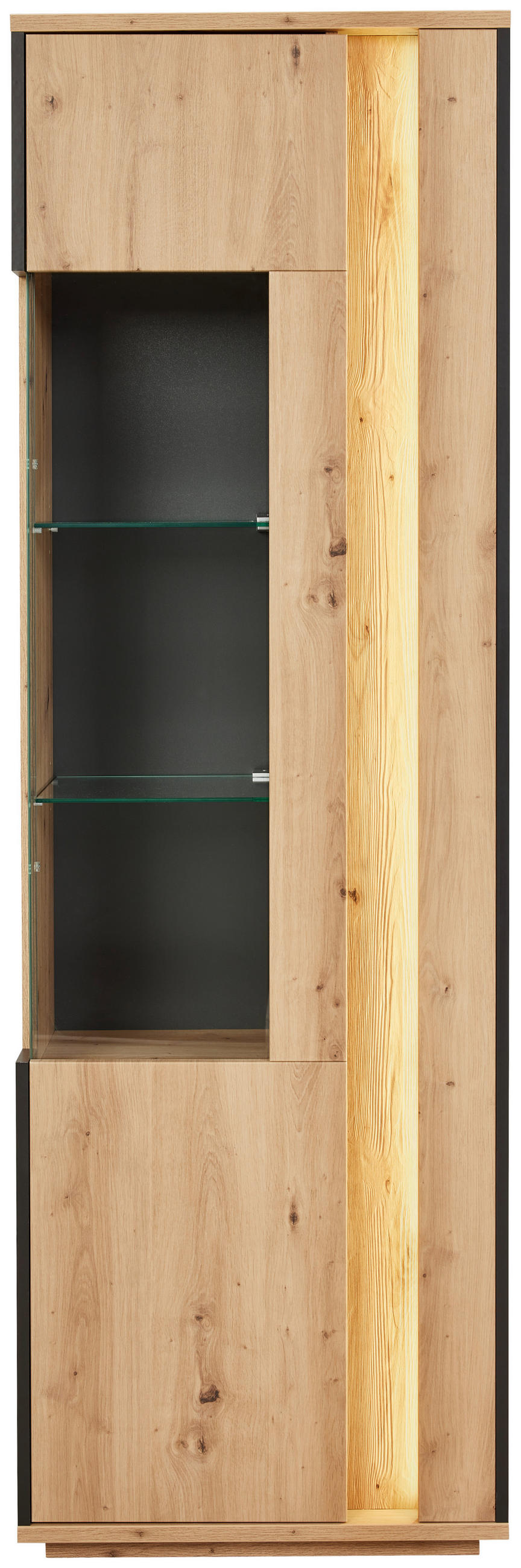 VITRINE  in Anthrazit, Eiche Artisan - Anthrazit/Eiche Artisan, Design, Glas/Holzwerkstoff (64/200/41cm) - Stylife