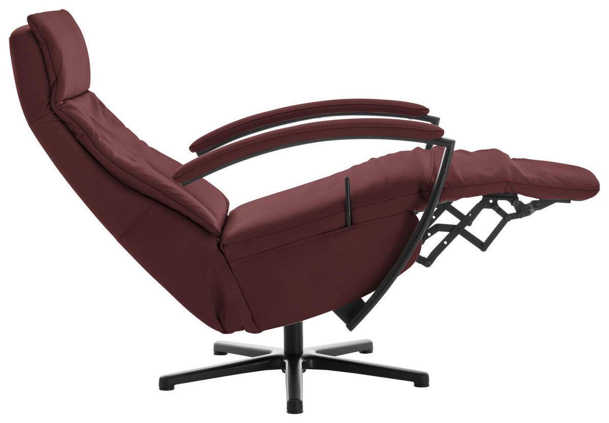 RELAXSESSEL in Leder Beere  - Beere/Schwarz, Design, Leder/Metall (76/112/83cm) - Beldomo Speed