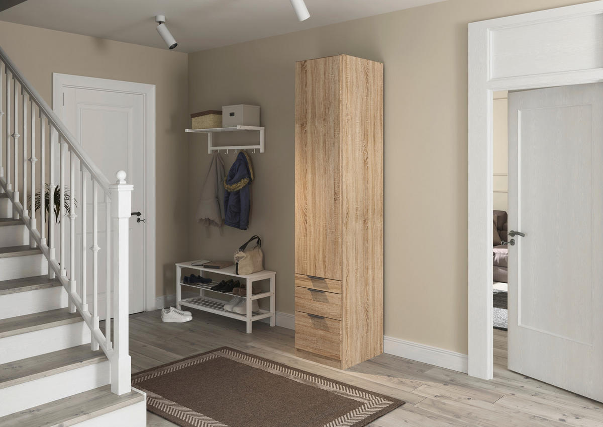 DREHTÜRENSCHRANK  in Sonoma Eiche  - Grau/Sonoma Eiche, MODERN, Holzwerkstoff (47/229/54cm) - Rauch Möbel