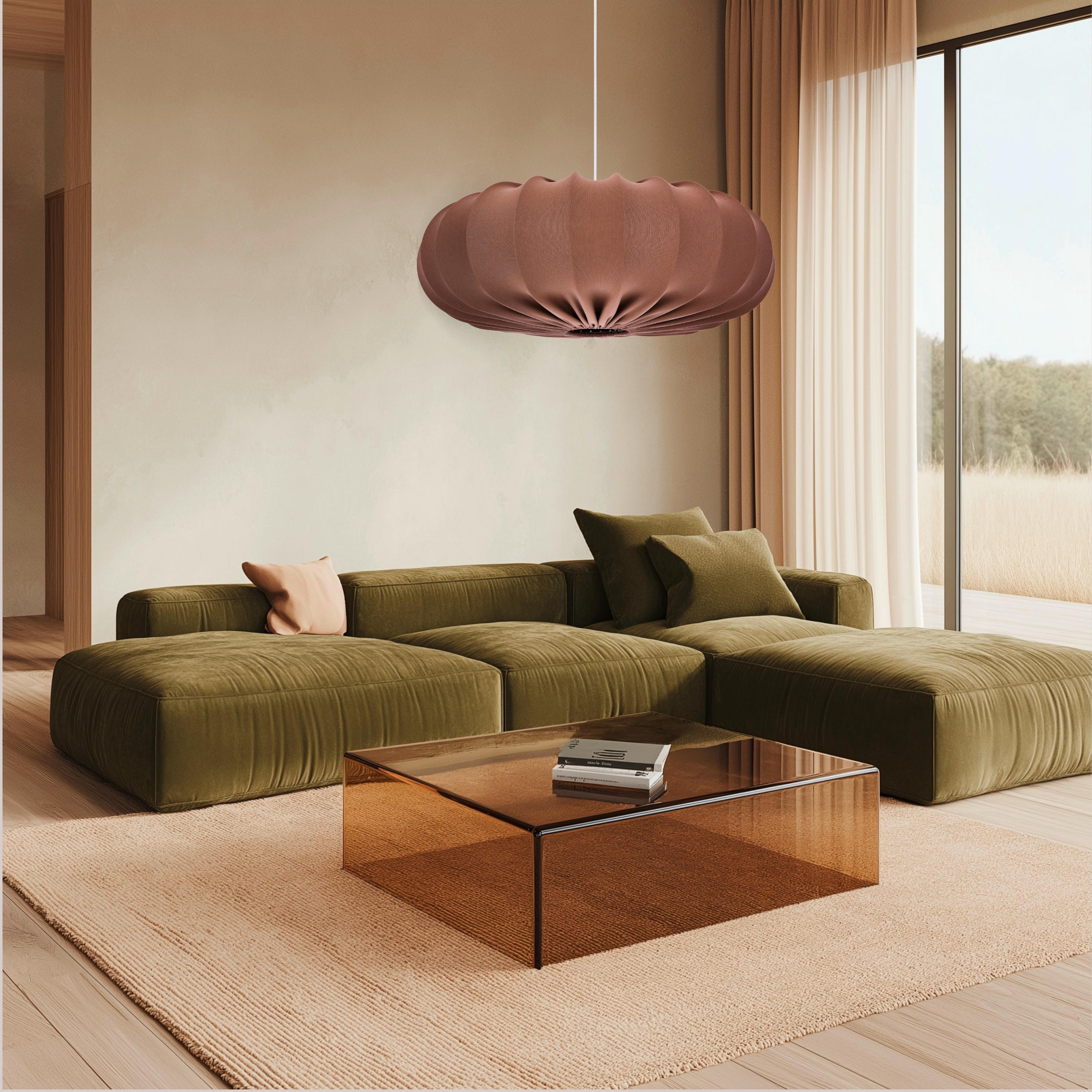 PENDELLEUCHTE 66/66/120 cm  - Weiß/Mokka, KONVENTIONELL, Kunststoff/Metall (66/66/120cm)