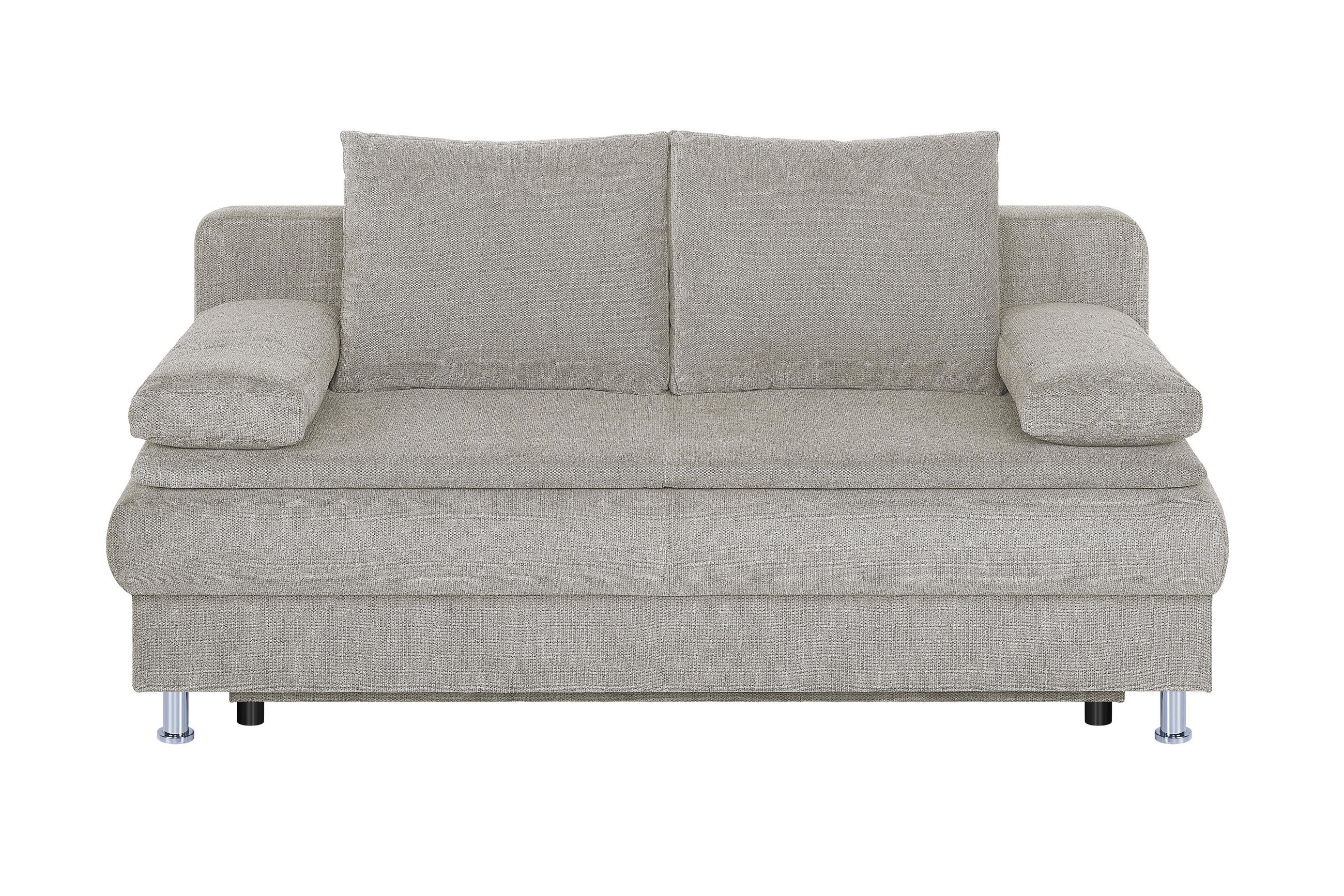 SCHLAFSOFA Webstoff Beige  inkl. Rückenkissen, Armlehnenkissen, Bettkasten, Schlaffunktion, Topper, Rücken echt  - Chromfarben/Beige, Design, Kunststoff/Textil (200/92/90cm) - P & B