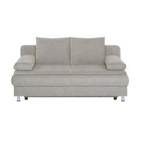 SCHLAFSOFA Webstoff Beige  inkl. Rückenkissen, Armlehnenkissen, Bettkasten, Schlaffunktion, Topper, Rücken echt  - Chromfarben/Beige, Design, Kunststoff/Textil (200/92/90cm) - P & B