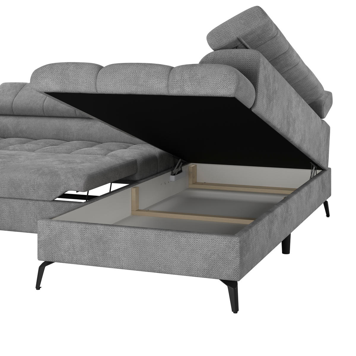 ECKSOFA in Grau  - Schwarz/Grau, Trend, Kunststoff/Textil (261/203cm) - Livetastic