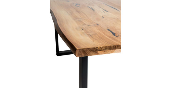 ESSTISCH 180/90/76 cm Echtholz  Holz, Metall Schwarz, Akaziefarben  - Schwarz/Akaziefarben, Design, Holz/Metall (180/90/76cm) - Carryhome