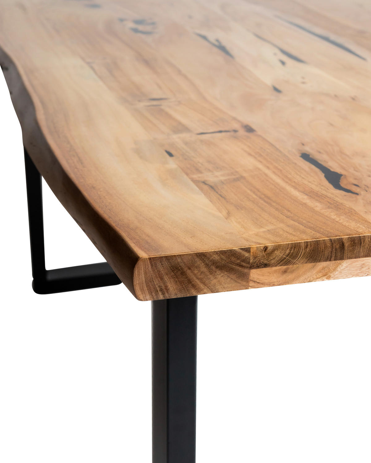 ESSTISCH in Holz, Metall 180/90/76 cm  - Schwarz/Akaziefarben, Design, Holz/Metall (180/90/76cm) - Carryhome