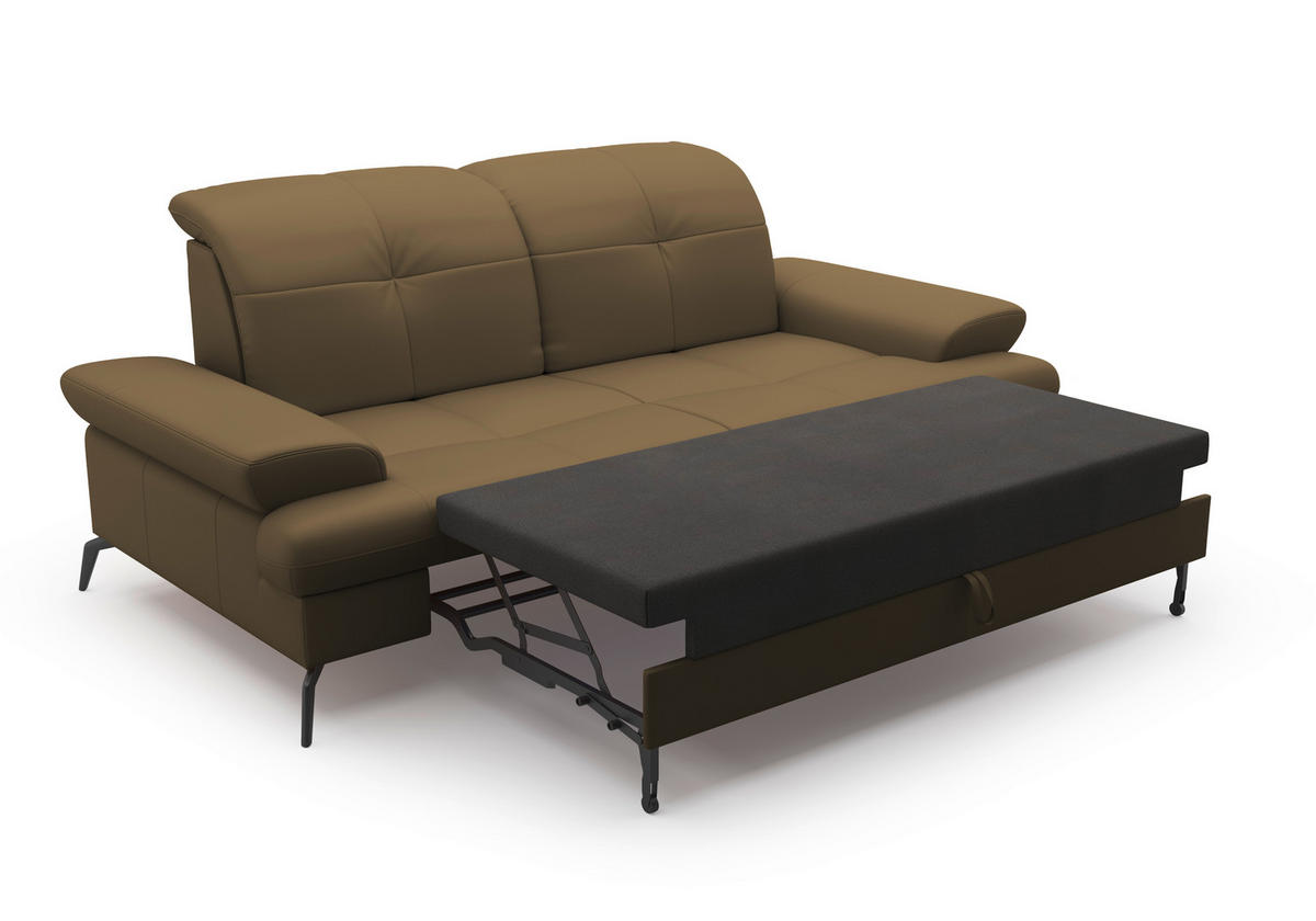 3-SITZER-SOFA Kombination Echtleder/Stoff Vliesstoff Olivgrün  - Schwarz/Olivgrün, KONVENTIONELL, Leder/Textil (212/90/122cm) - Sit & More