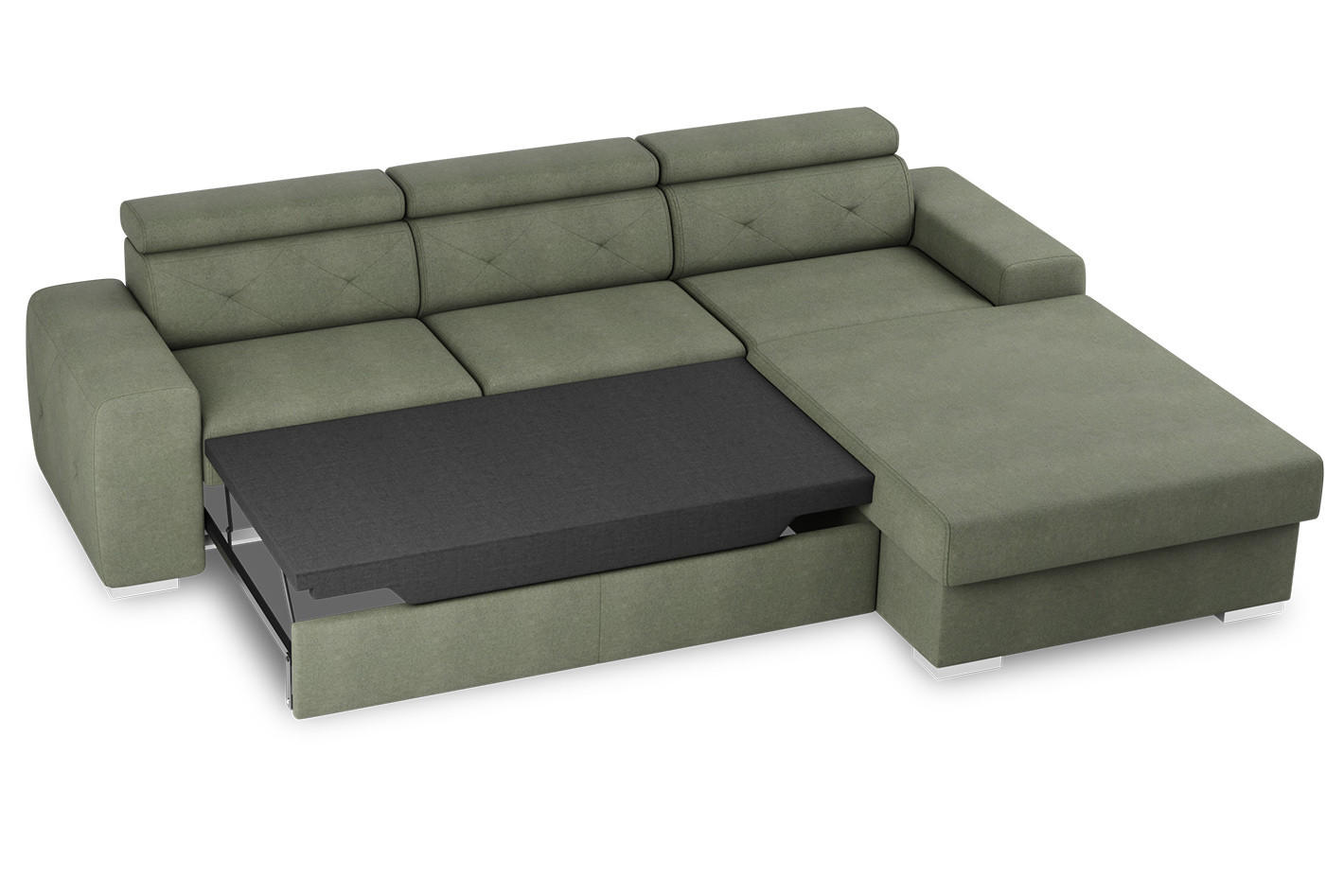 ECKSCHLAFSOFA in Olivgrün Textil   - Olivgrün, Design, Textil (296/195cm) - MID.YOU