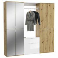 GARDEROBE 3-teilig  in 183/193/34 cm  - Weiß Hochglanz, KONVENTIONELL, Glas/Holzwerkstoff (183/193/34cm) - MID.YOU
