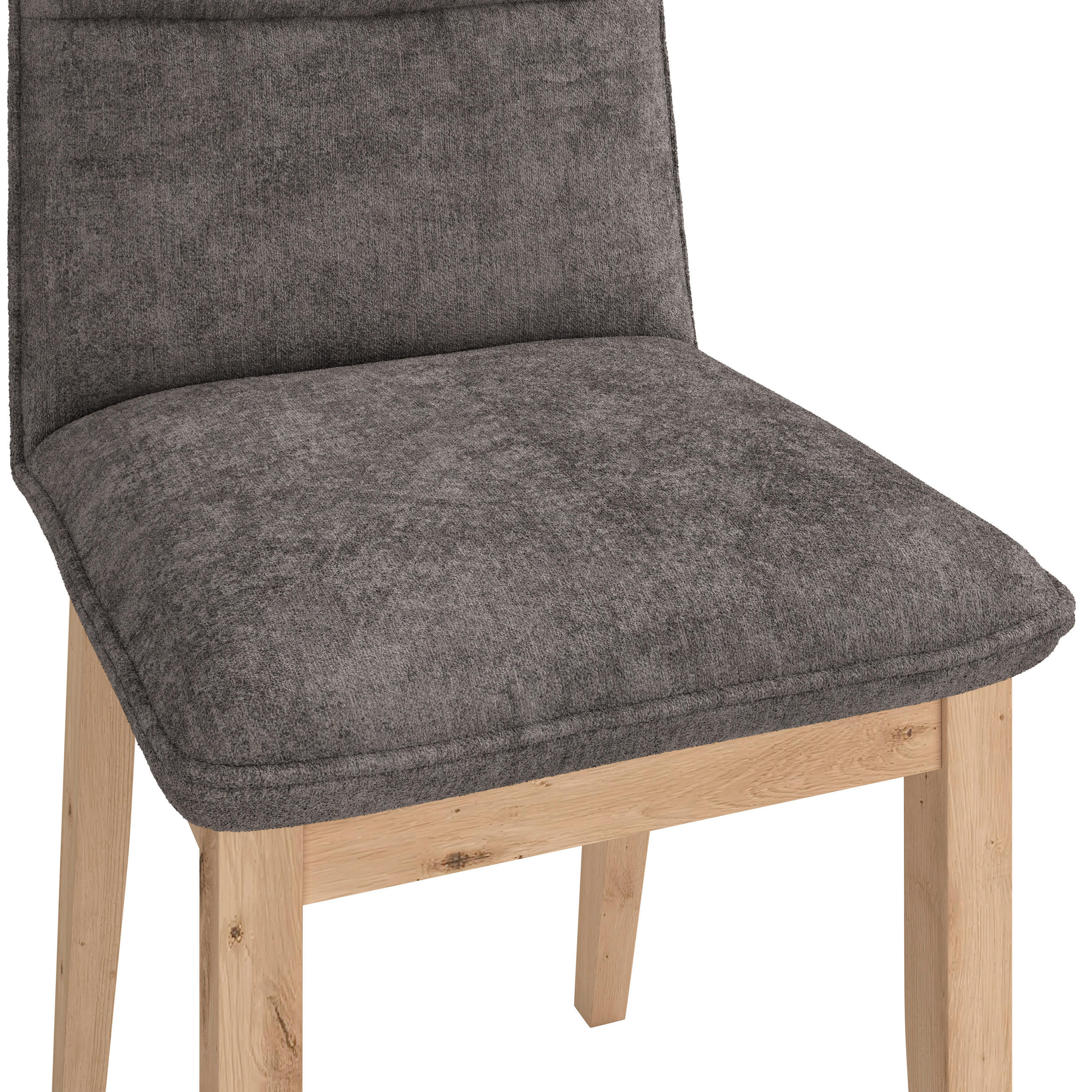 STUHL Webstoff Grau Eiche vollmassiv  - Eichefarben/Grau, KONVENTIONELL, Holz/Textil (47/91/44cm) - James Wood