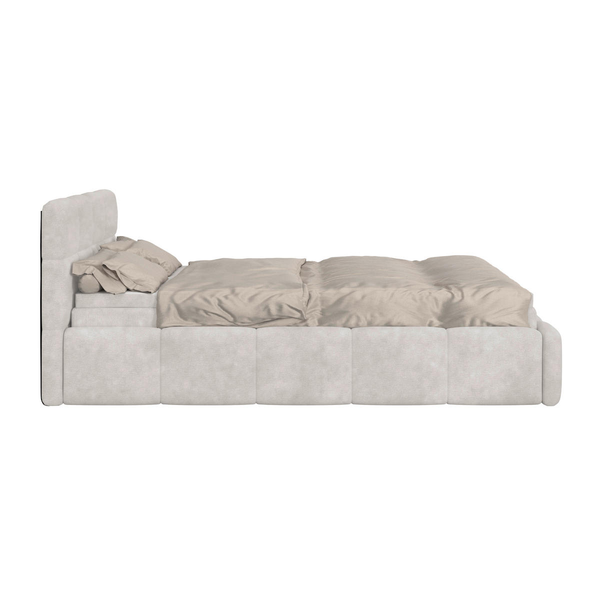 POLSTERBETT 140/200 cm,  in Creme, Matratze, Bettkasten, H3 = fest  - Creme/Schwarz, Trend, Kunststoff/Textil (140/200cm)