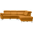 ECKSOFA in Flachgewebe, Mikrofaser Orange  271/242 cm  - Beige/Alufarben, Design, Textil/Metall (271/242cm) - Cantus