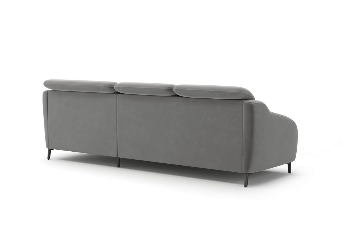 ECKSOFA BLUES V Grau Samt  - Schwarz/Grau, MODERN, Textil/Metall (271/191cm) - Sit & More