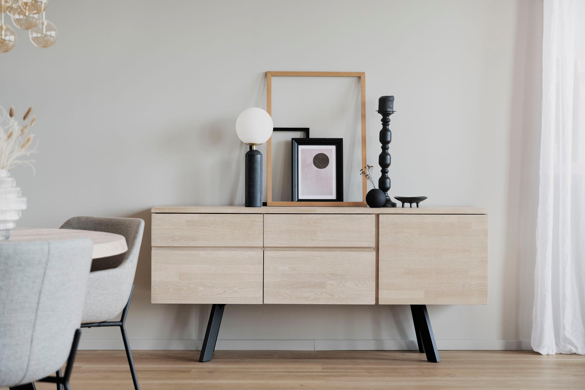 SIDEBOARD  - vit/svart, Design, metall/trä (170/79/42cm) - Rowico