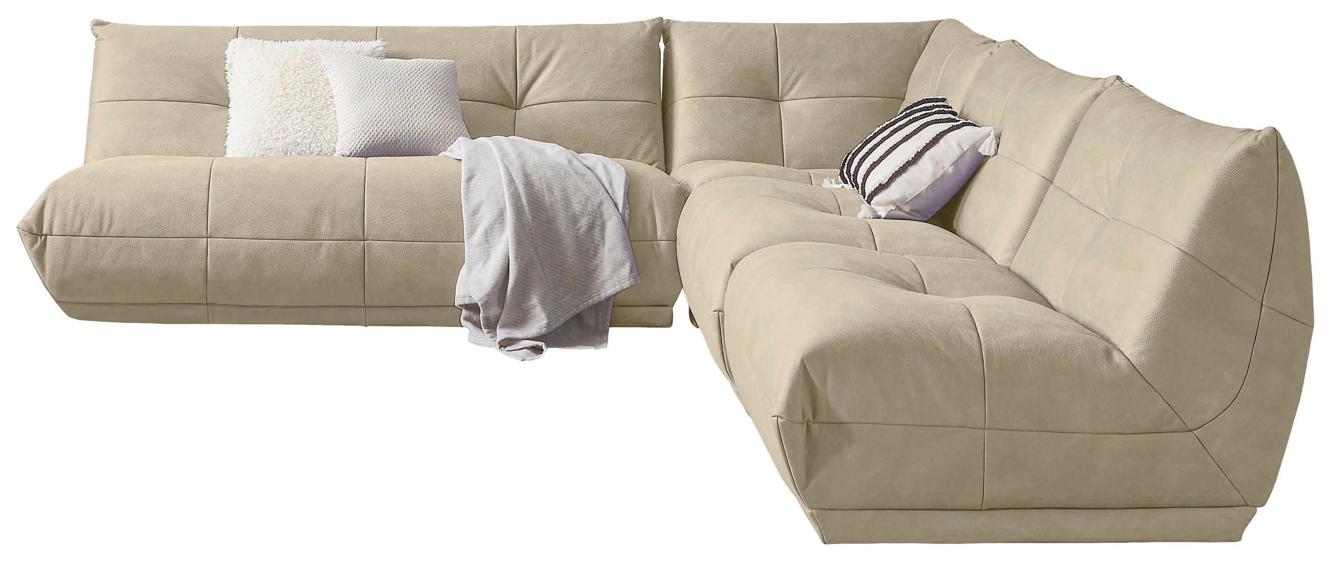 ECKSOFA in Lederlook Creme - Creme, Trend, Textil (285/315cm) - Livetastic