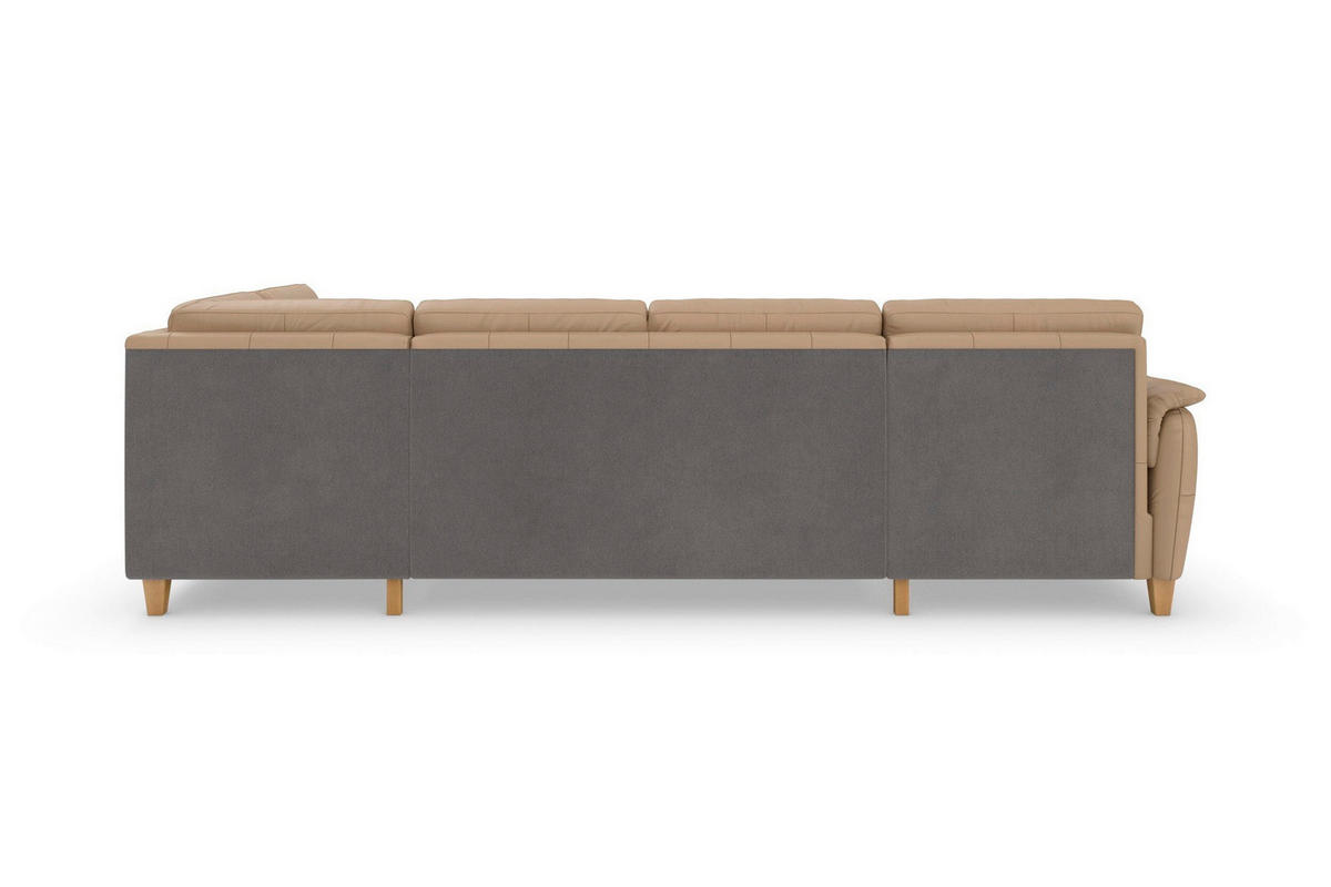 WOHNLANDSCHAFT PALMERA E Cappuccino Echtleder  - Eichefarben/Cappuccino, Basics, Leder/Holz (163/308/212cm) - Sit & More