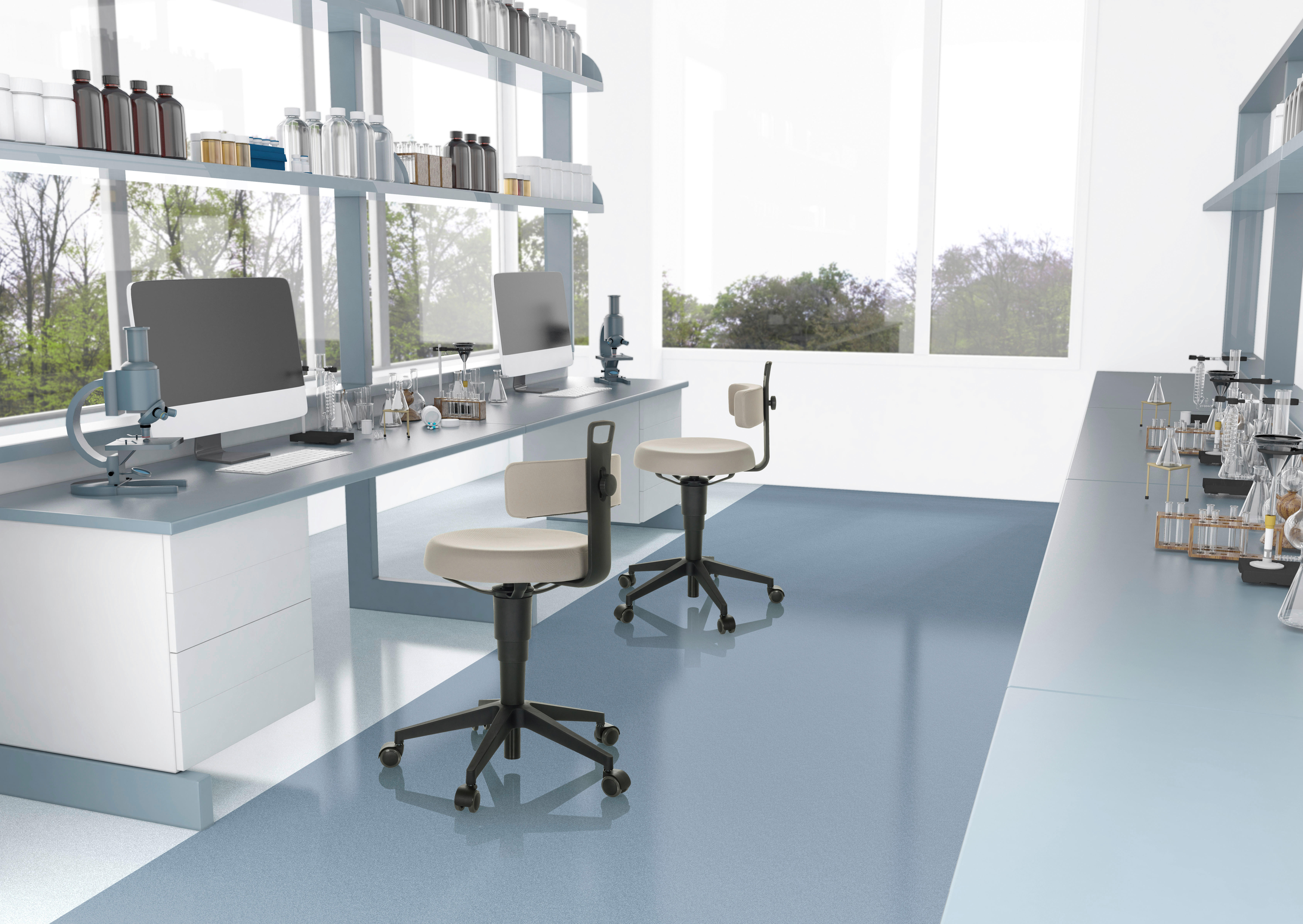 BÜROHOCKER 40/74-86/46 cm  - Schwarz/Grau, Basics, Kunststoff/Textil (40/74-86/46cm) - MID.YOU