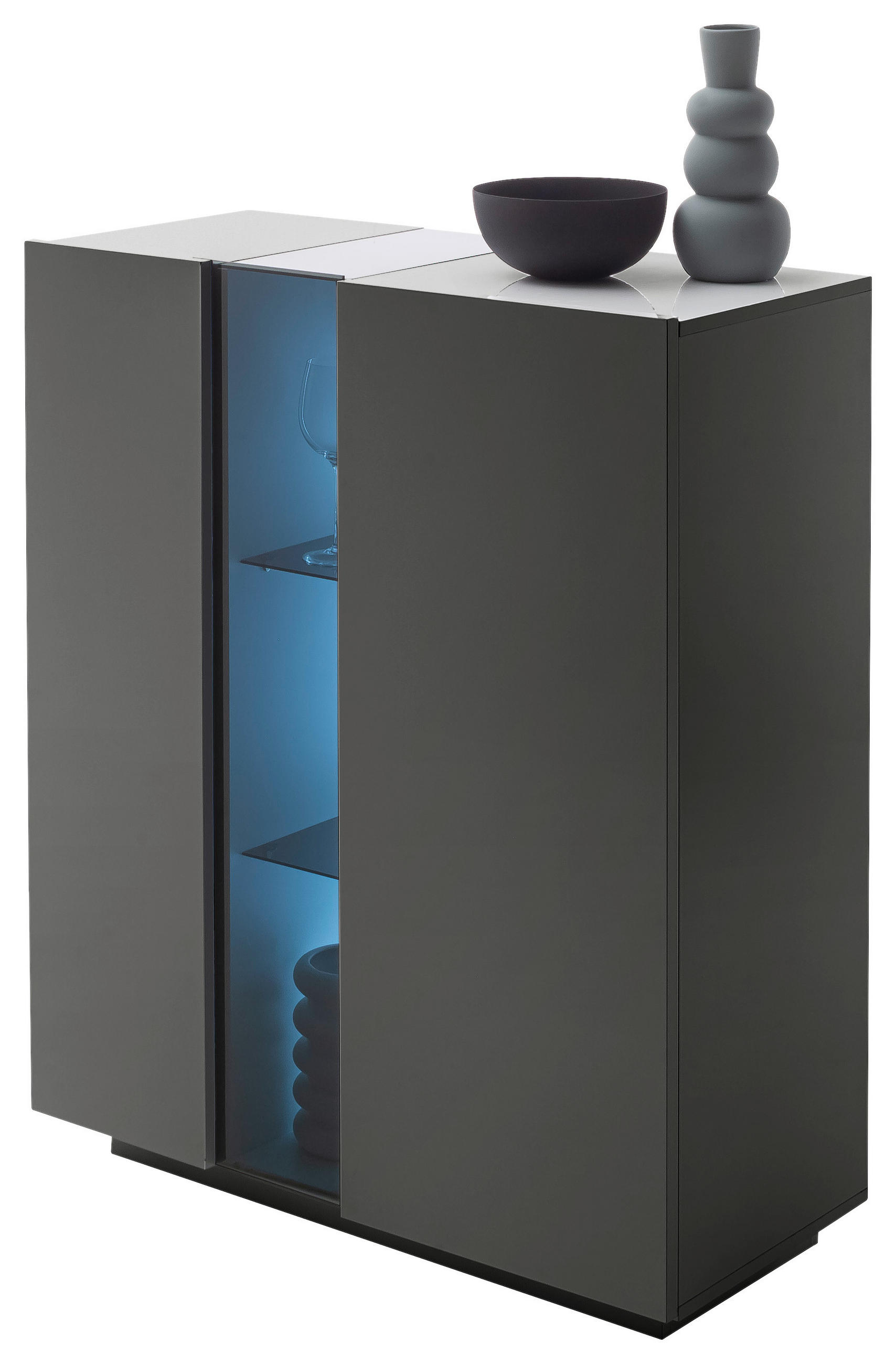 HIGHBOARD  in 96/115/42 cm  - Dunkelgrau, Natur, Glas/Holzwerkstoff (96/115/42cm) - Novel