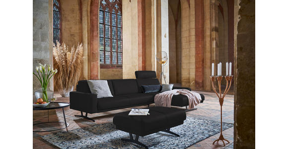 ECKSOFA in Echtleder Schwarz  - Anthrazit/Schwarz, KONVENTIONELL, Leder/Metall (324/182cm) - Ambiente