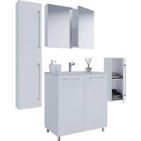 BADEZIMMER 5-teilig  in 127 cm  - Alufarben/Weiß, MODERN, Keramik/Holzwerkstoff (127cm) - MID.YOU