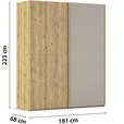 SCHWEBETÜRENSCHRANK 180/223/68 cm 2-türig Eichefarben, Fango  - Fango/Eichefarben, Design, Glas/Holz (180/223/68cm) - Novel