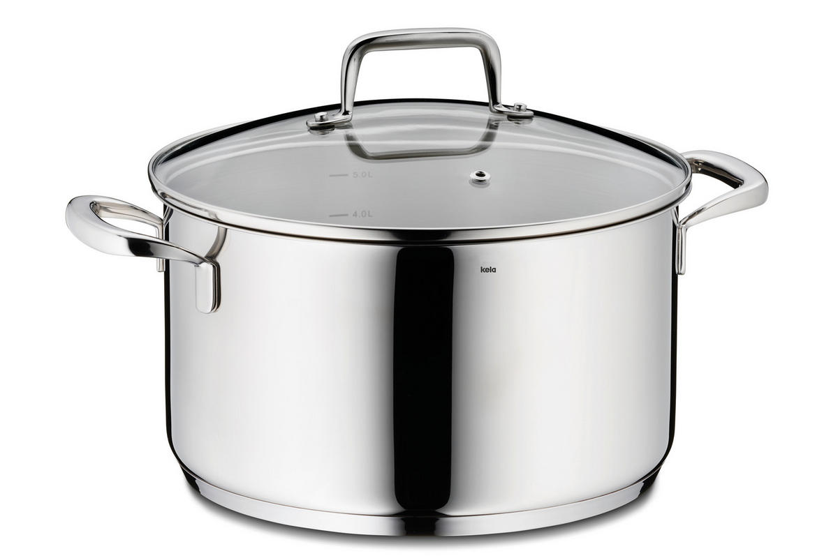 FLEISCHTOPF Flavoria 5,5 l  - Transparent/Silberfarben, KONVENTIONELL, Glas/Metall (24/14cm) - Kela