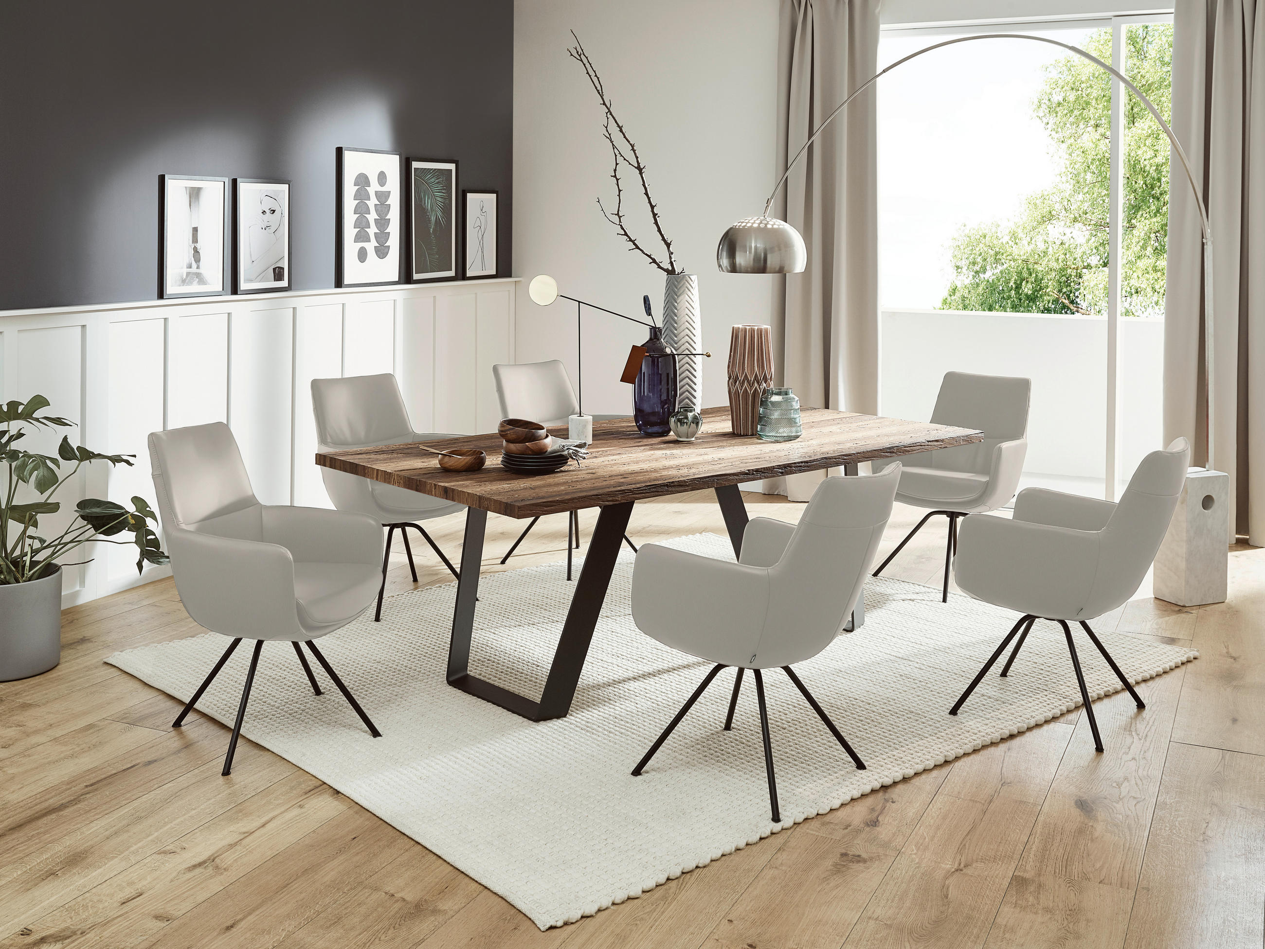 ARMLEHNSTUHL  in Stahl Echtleder  - Creme/Schwarz, Design, Leder/Metall (60/90/61cm) - Dieter Knoll