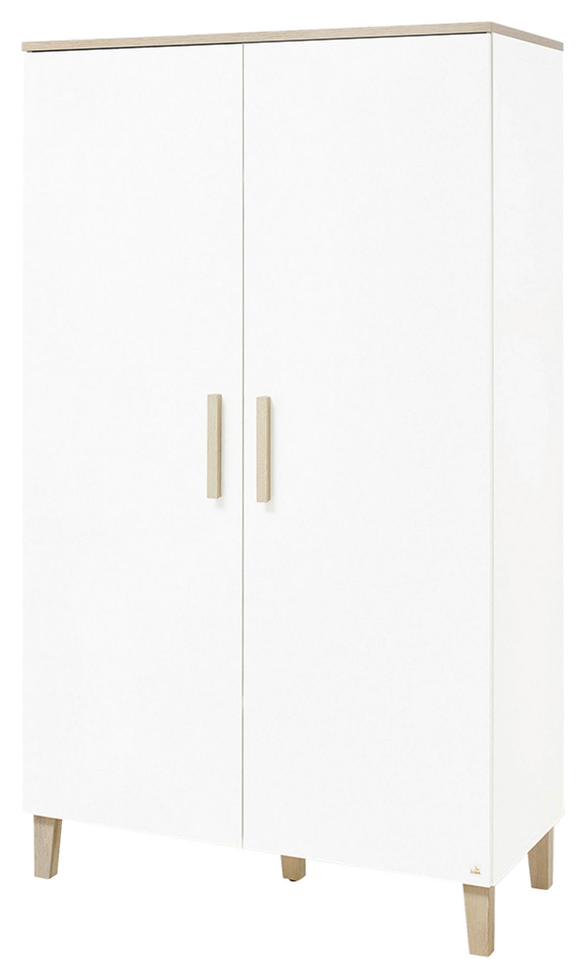 BABYKLEIDERSCHRANK LUMI Weiß, Eichefarben  - Eichefarben/Weiß, Design, Holz/Holzwerkstoff (110/189/56cm) - Pinolino