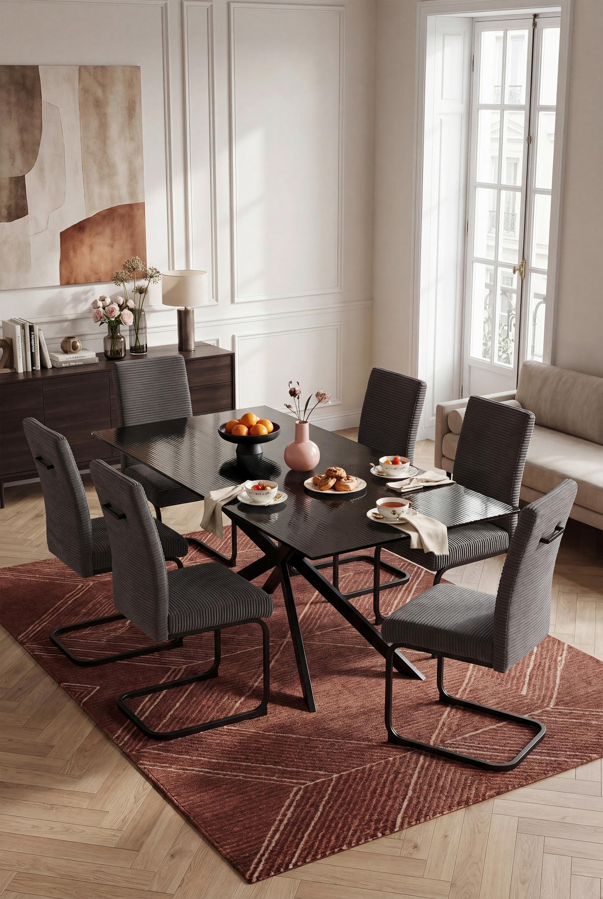 SCHWINGSTUHL   Mikrofaser  - Schwarz/Grau, MODERN, Textil/Metall (46/100/61cm) - MID.YOU
