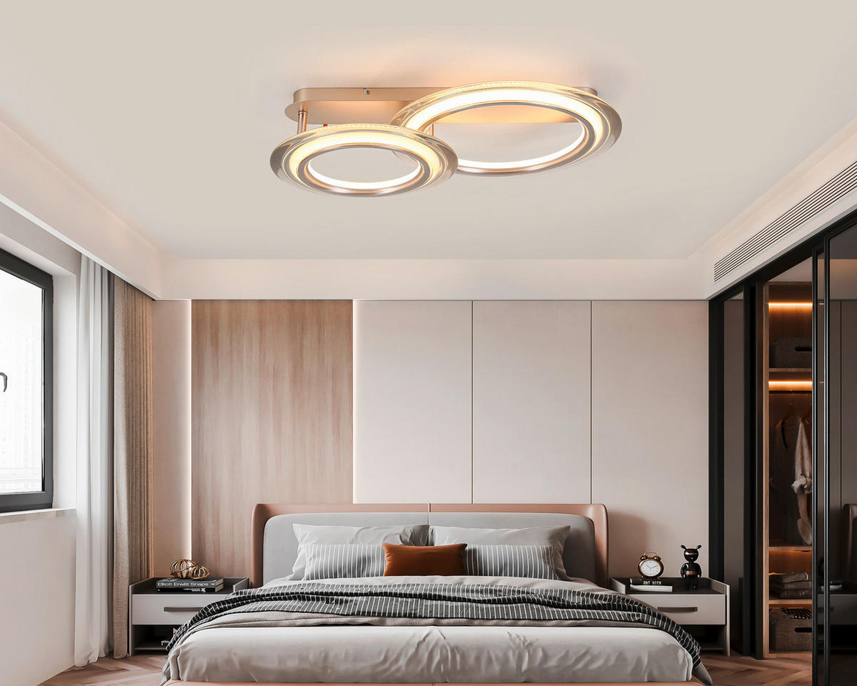 LED-DECKENLEUCHTE 42 W    66/45/16 cm  - Chromfarben/Champagner, Design, Kunststoff/Metall (66/45/16cm) - Dieter Knoll